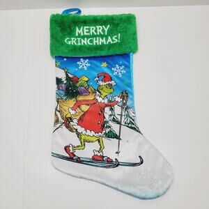 Dr Seuss The Grinch Skiing Stealing Merry Grinchmas Christmas Stocking Ruz 2022